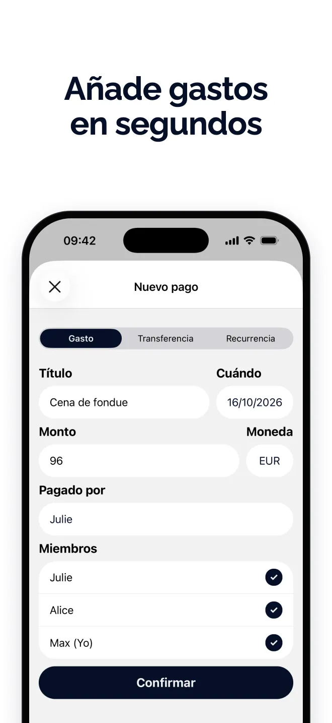 Añade gastos en segundos