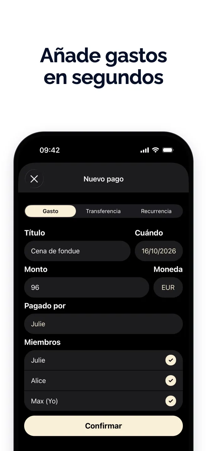 Añade gastos en segundos