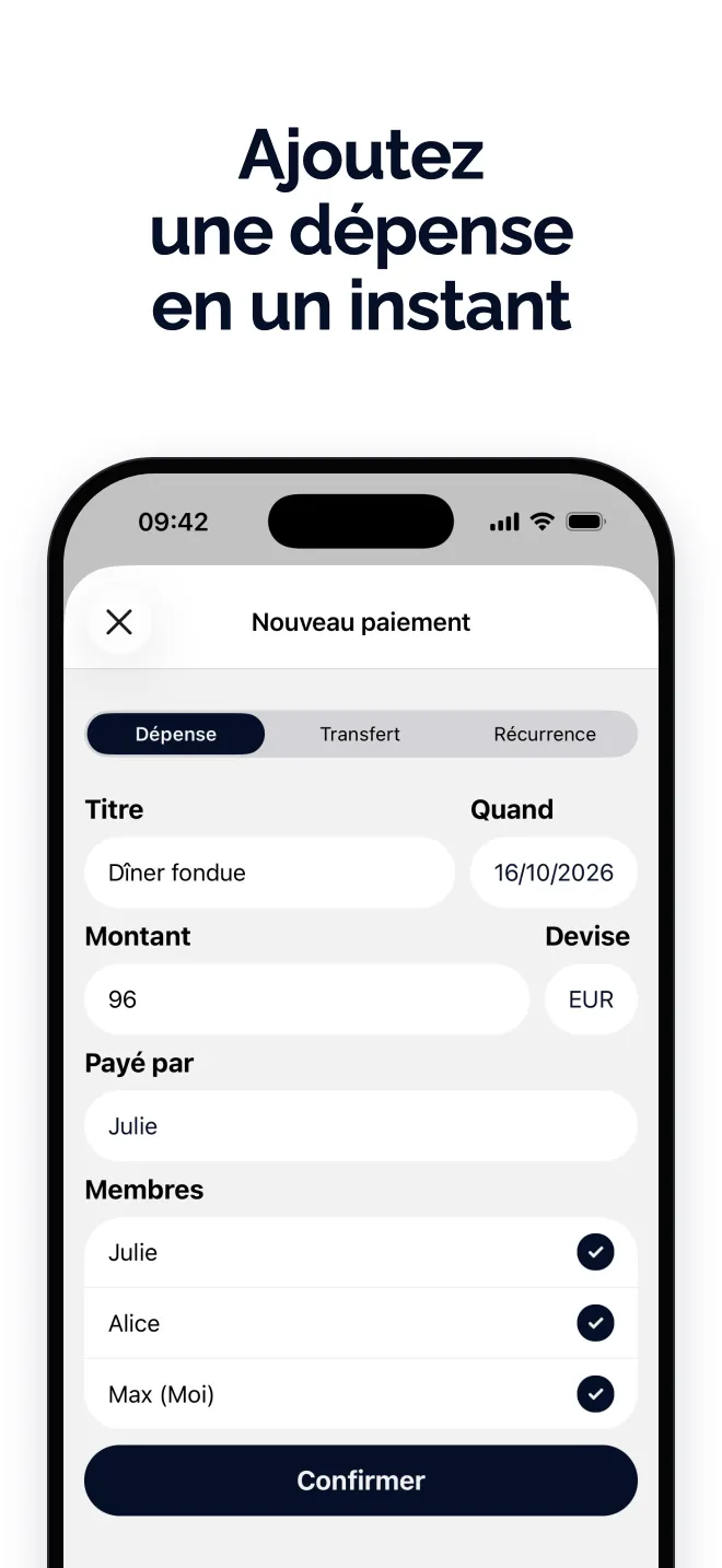 Ajoutez une dépense en un instant