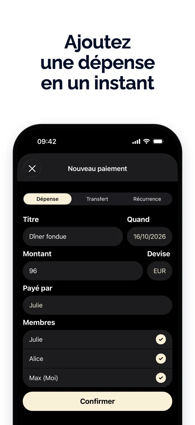 Ajoutez une dépense en un instant